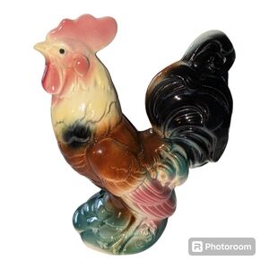 Vintage ROOSTER Ceramic Figurine French Country Old FARMHOUSE Kitchen 6.5"